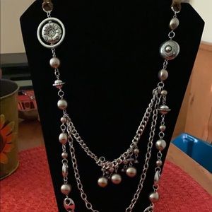 Brown ribbon necklace